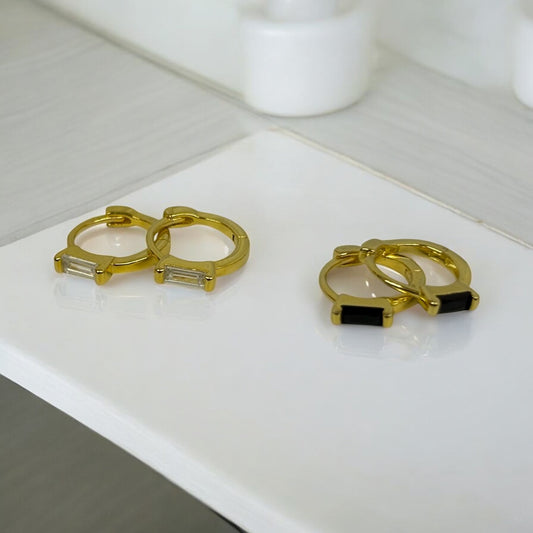 Onyx & Moonstone Huggy Hoops