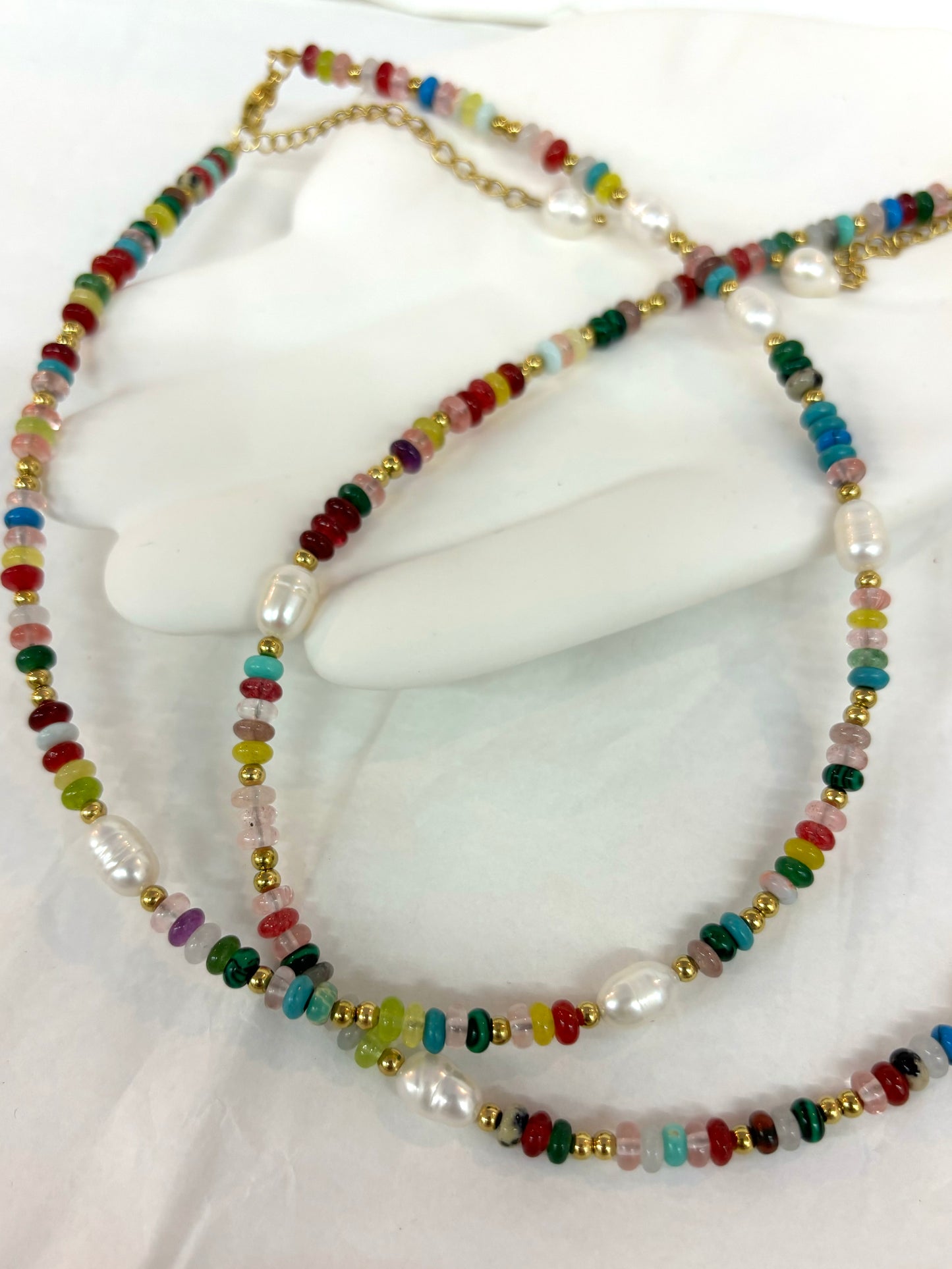 Multi-Colored Bead & Freshwater Pearl Choker