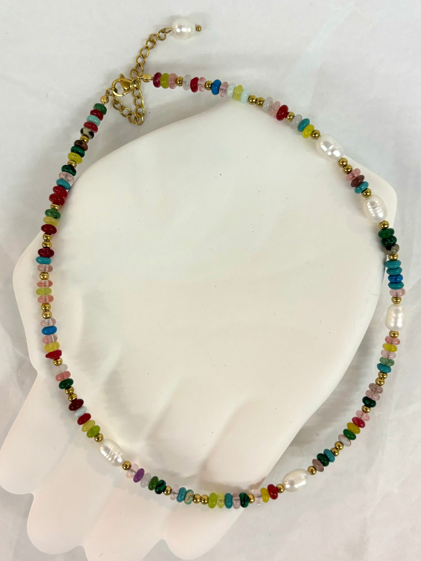 Multi-Colored Bead & Freshwater Pearl Choker