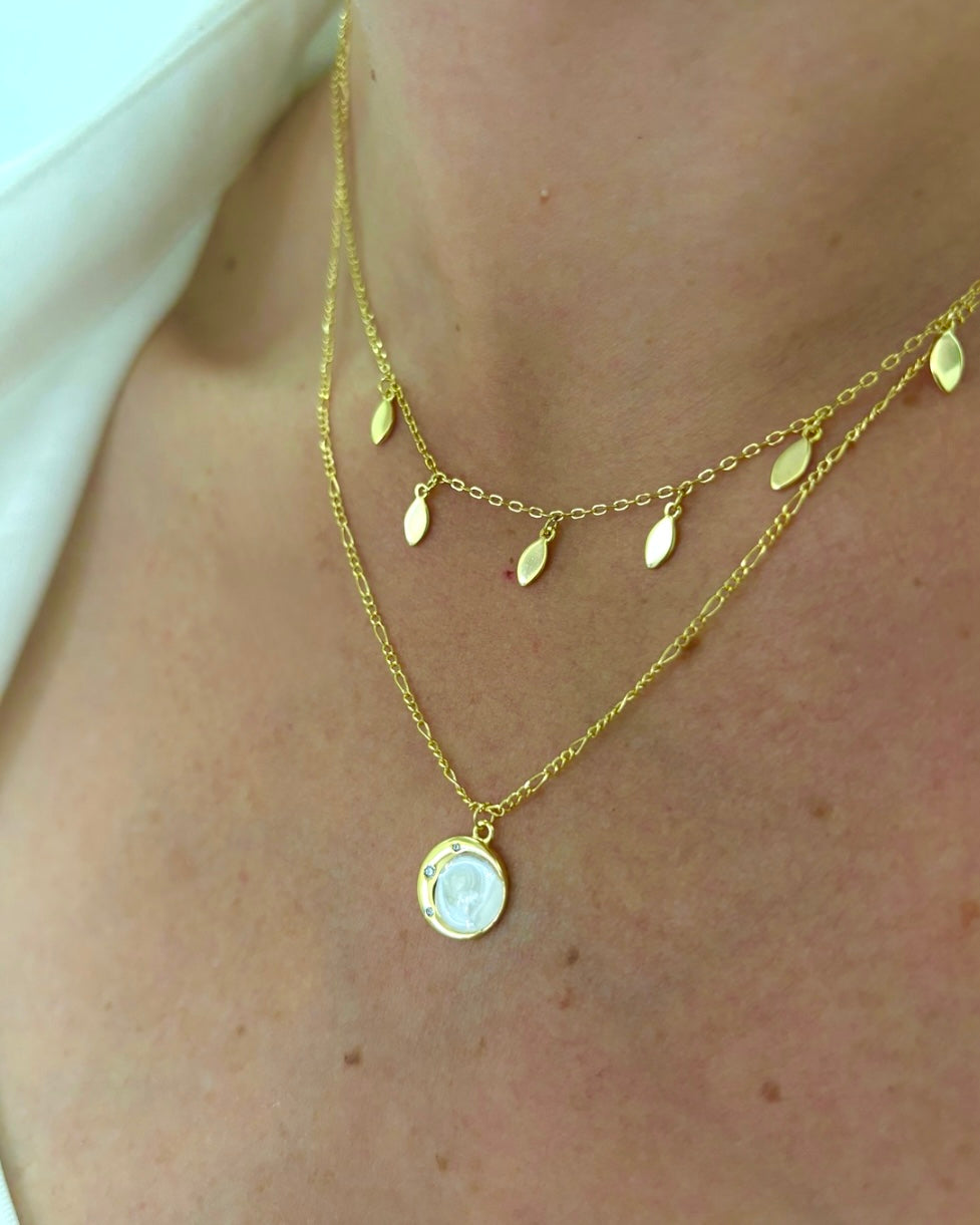 Crescent Moon & Mother of Pearl Necklace