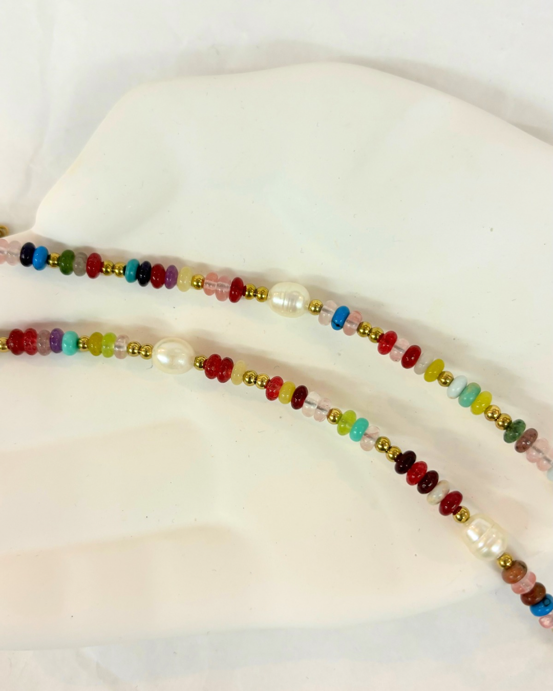 Multi-Coloured Bead & Freshwater Pearl Bracelet