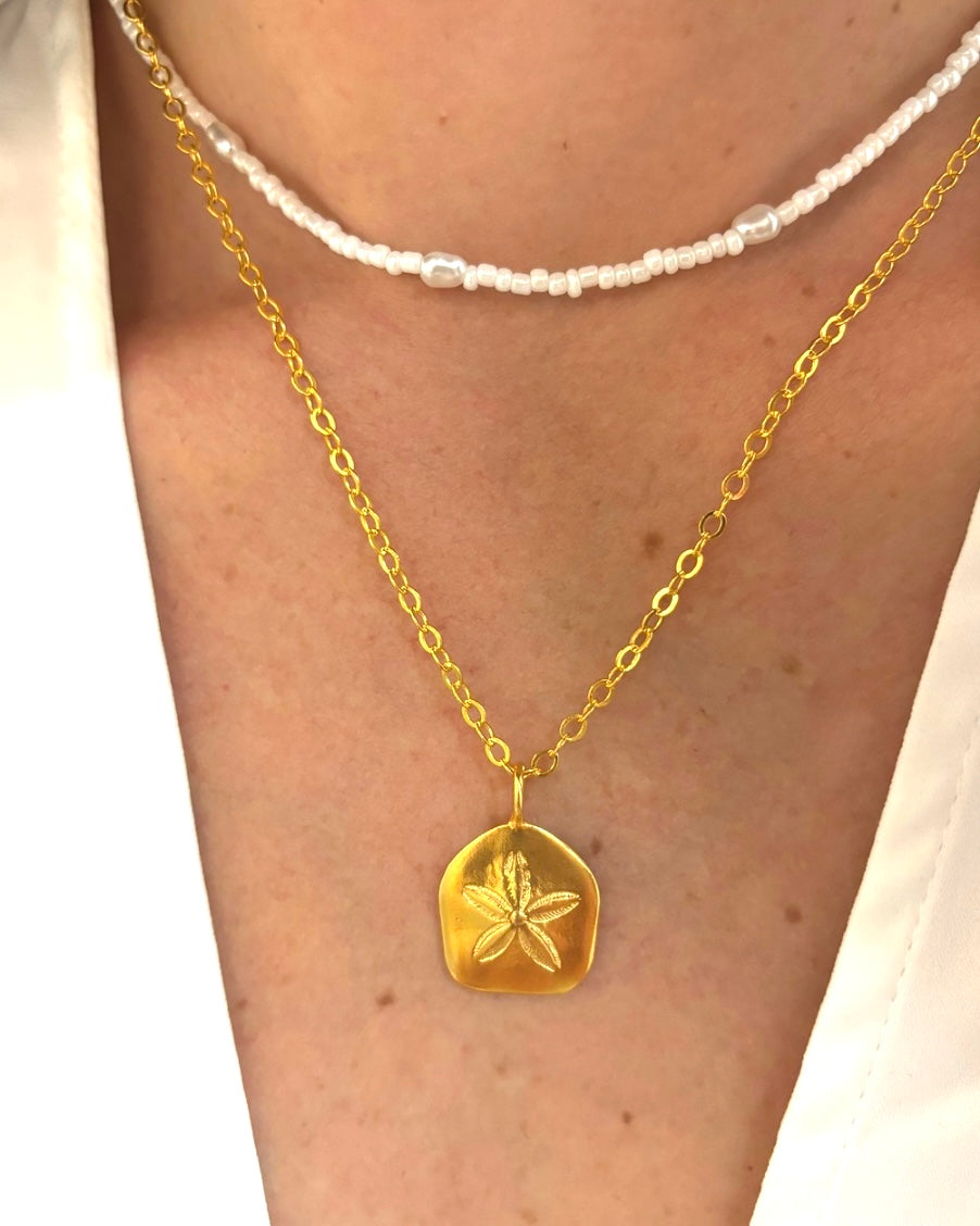 Sand Dollar Necklace – Sterling Silver & 22k Gold Plated