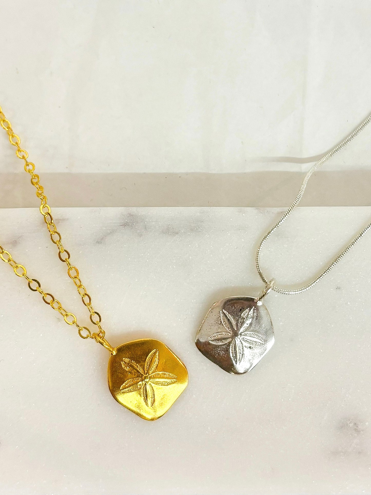 Sand Dollar Necklace – Sterling Silver & 22k Gold Plated